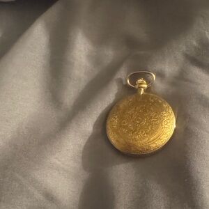 Intricate Gold Art Glass Pocket Watch